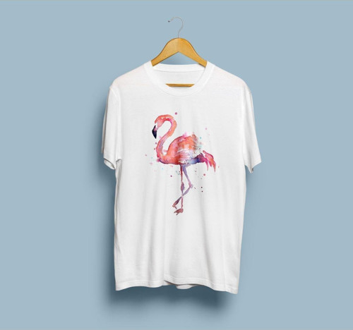 Oversize Flamingo Tasarımı Unisex T-shirt