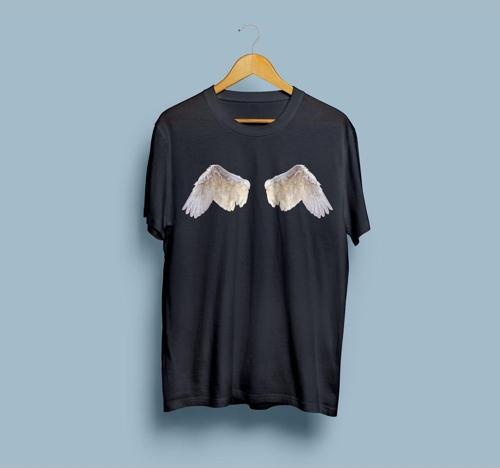 Oversize Melek Kanatları Tasarım Unisex T-shirt