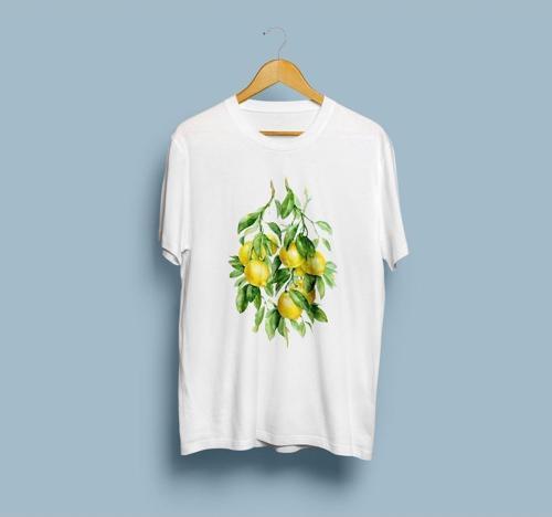 Oversize Limon Baskılı 2 Tasarım Unisex T-shirt