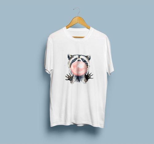 Oversize Rakun Tasarım Unisex T-shirt