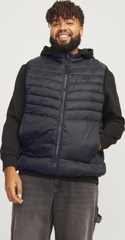 Jjesprınt Bodywarmer Collar Noos Pls Erkek Siyah Büyük Beden Yelek 12263997-02