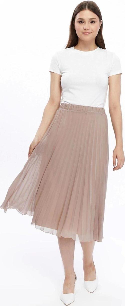 Kadın Vizon Midi Boy Piliseli Beli Lastikli Şifon Etek 2193/75