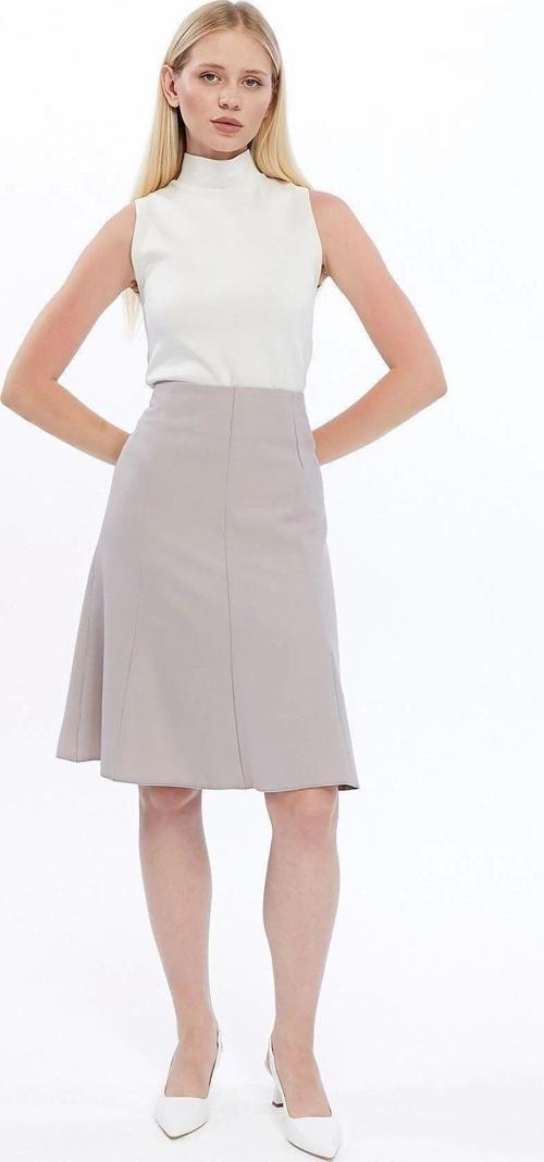 Kadın Gri Midi Boy Kloş Dokuma Etek 2194/63