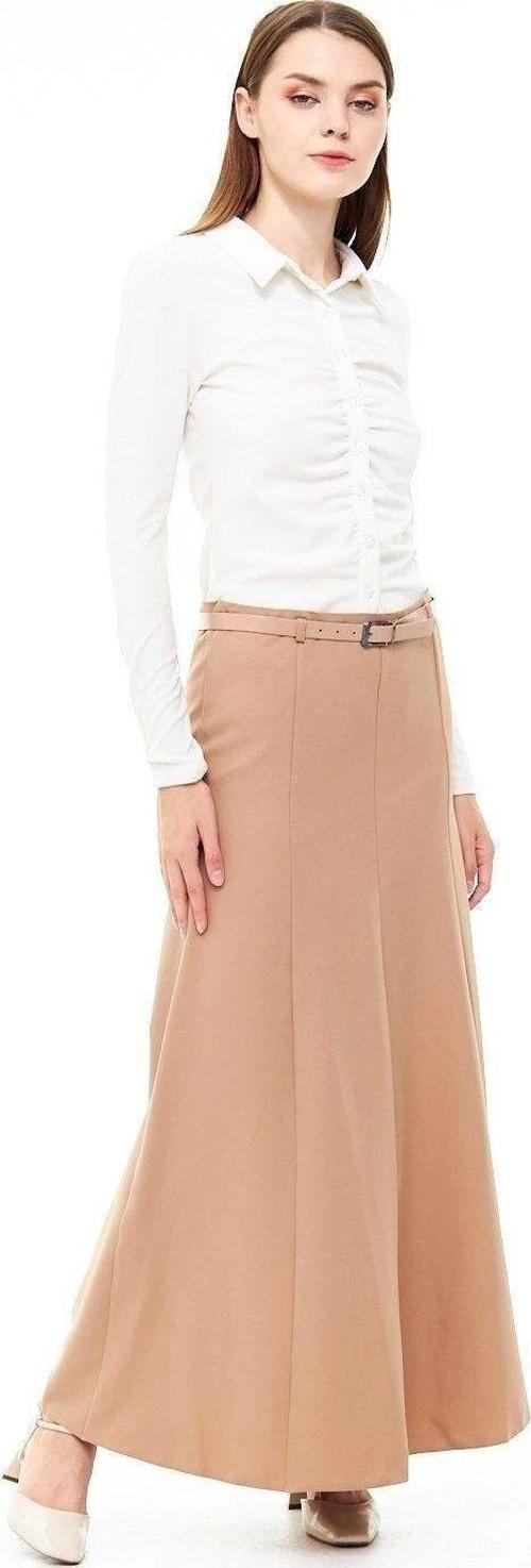 Kadın Mevsimlik Kemer Detaylı Parçalı Kloş Uzun Etek 1003/95