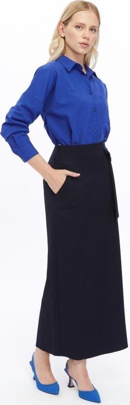 Kadın Lacivert Fiyonk Detaylı Kalem Etek 2093/95