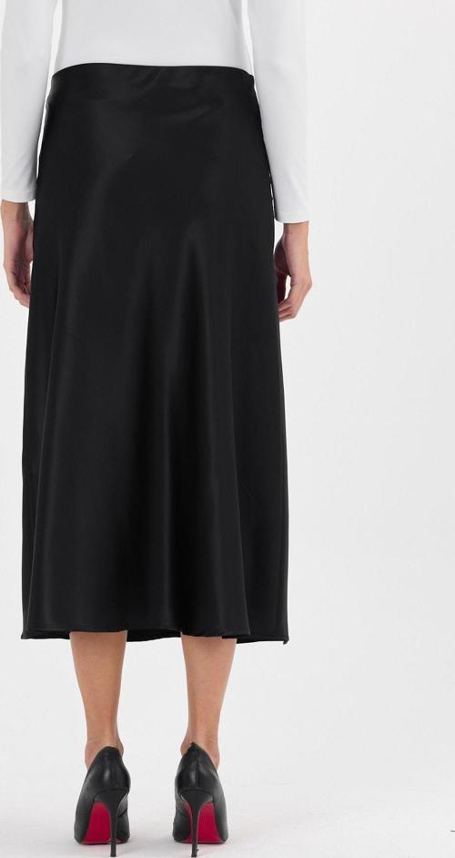 Kadın Siyah Kloş Kesim Saten Maxi Boy Dokuma Etek 2196/90