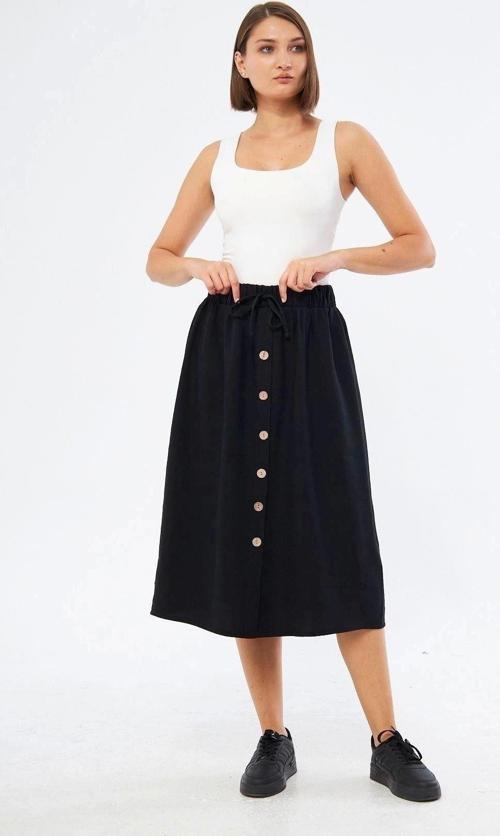 Kadın Düğme Detaylı Keten Etek 2191/80