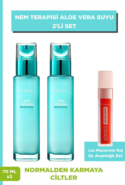 Nem Terapisi Aloe Vera Suyu Normalden Karmaya Ciltler X2 & L'Oréal Paris Ruj Avantajlı Set