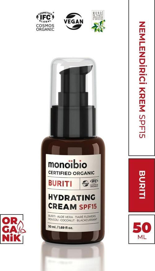 Buriti Organik Nemlendirici Cilt Bakım Kremi - Günlük Nemlendirici Güneş Koruyucu Spf 15 Krem 50 Ml