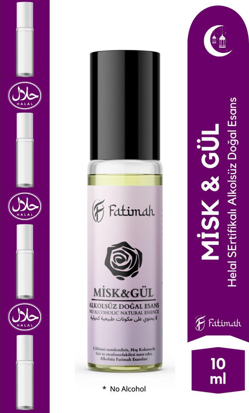 Misk&Gül Kokusu Doğal Esans Alkolsüz Esans Esansiyel Yağ Roll On Esans Natural Essence 10Ml