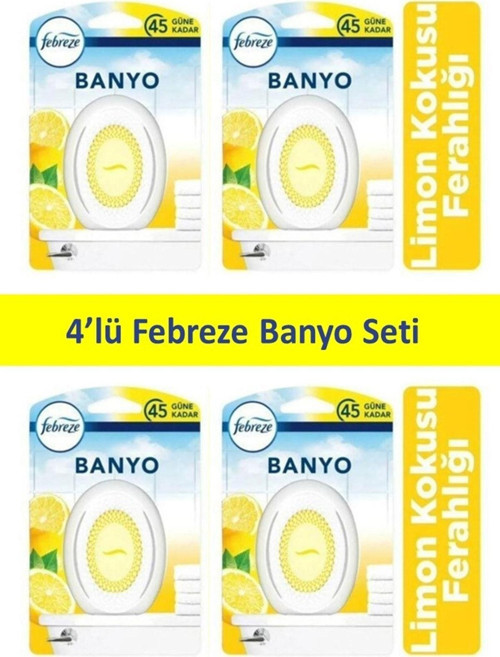 Banyo Hava Ferahlatıcı Oda Kokusu Limon Ferahlığı 4'Lü