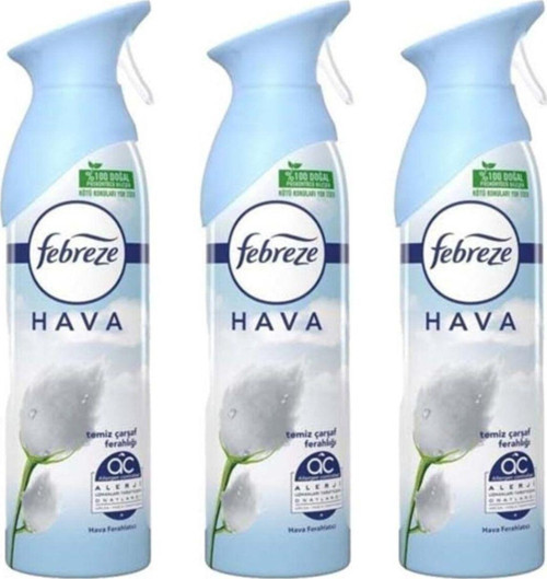Hava Ferahlatıcı Sprey Oda Kokusu Temiz Çarşaf Ferahlığı 3'Lü Paket X 300 Ml