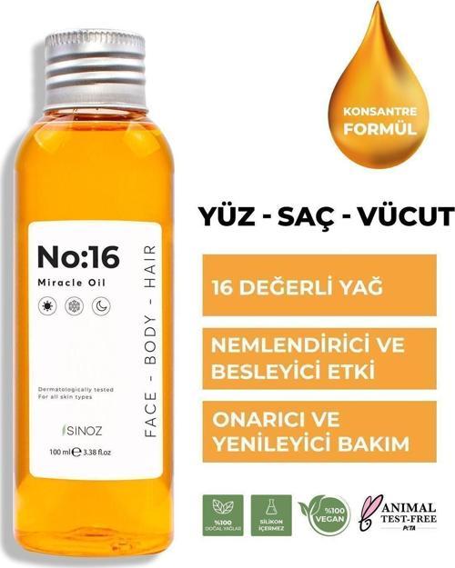 No:16 Nemlendirici Besleyici Yenileyici Işıltı Verici Mucizevi Onarıcı Bakım Yağı 100 Ml