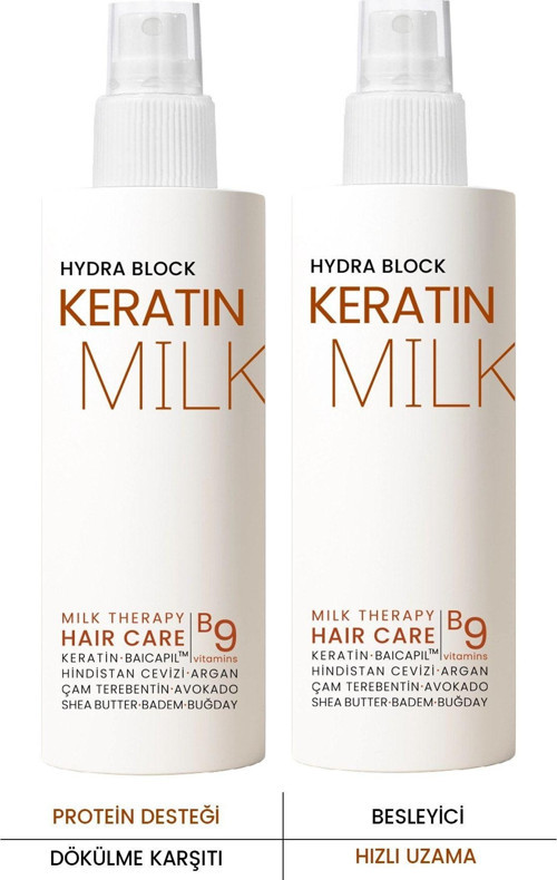 Keratin Milk Hızlı Uzama Dökülme Karşıtı 2'Li Saç Spreyi Paketi 150 Ml X 2