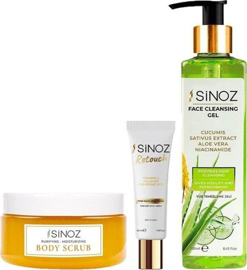 Arındırıcı Vücut Peelingi 250 Ml, Retouch Ton Eşitleyici 50 Ml Ve Yüz Temizleme Jeli 250 Ml