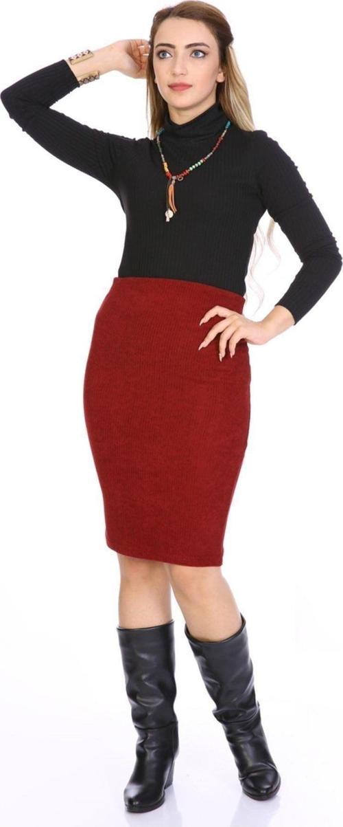 Kadın Bordo Kadife Kalem Etek Bordo2120/65