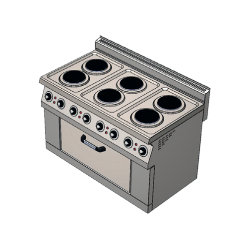 CSA Karacasan 120 cm 700 Seri Set Üstü 6+1 Fırın Elektrikli Kuzine (120x70x85Cm)