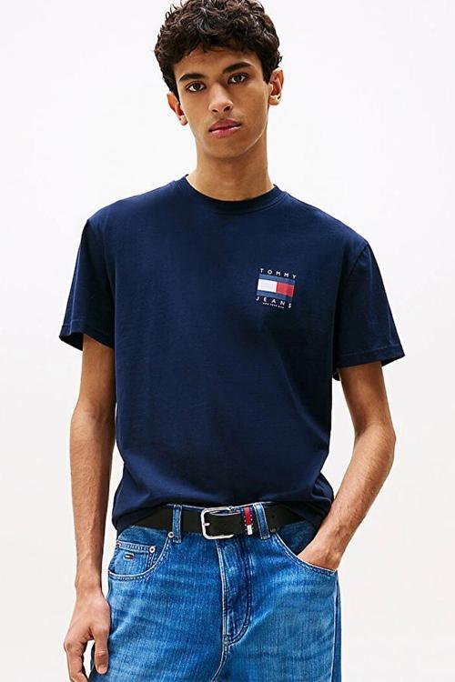 Erkek Sırtı Bayrak Baskılı Mavi T-shirt DM0DM21910C1G