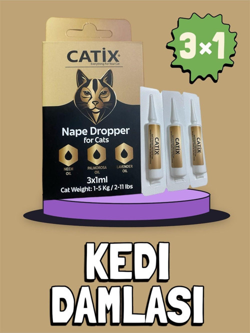 Kediler Için Dış Derma Parazit Kaşıntı Giderici Tüy Damlası 3X1 Ml