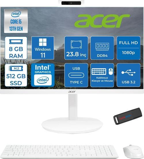 Aspire C24 MD24J01 Intel Core I5 1334U 8gb Ram 512GB SSD Windows 11 Home Iris® Xe Graphics 23.8" Fullhd All In One Bilgisayar DQBNCEM003H02 + Zetta Flash Bellek