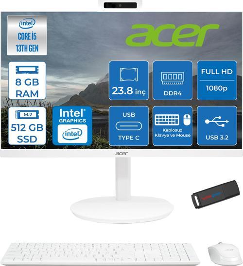 Aspire C24 MD24J01 Intel Core I5 1334U 8gb Ram 512GB SSD Freedos Iris® Xe Graphics 23.8" Fullhd All In One Bilgisayar DQBNCEM003F02 + Zetta Flash Bellek