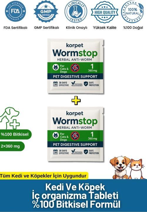 Kedi Köpek Iç Antiparazit Tableti 2'Li Paket Bitkisel Formül