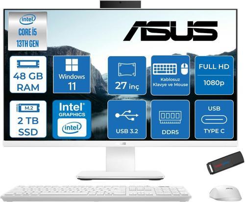 V470VAK Intel Core İ5-13420H 48GB Ddr5 2tb SSD 27'' Fhd 100Hz 300NITS Windows 11 Pro Beyaz Allınone Bilgisayar ABI58512W0DP24+ZETTAUSBBELLEK