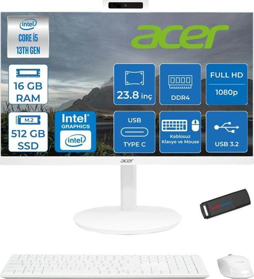 Aspire C24 MD24J01 Intel Core I5 1334U 16GB Ram 512GB SSD Freedos Iris® Xe Graphics 23.8" Fullhd All In One Bilgisayar DQBNCEM003F07 + Zetta Flash Bellek