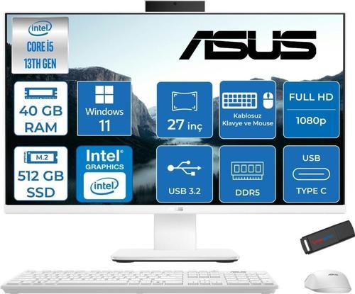V470VAK Intel Core İ5-13420H 40GB Ddr5 512GB SSD 27'' Fhd 100Hz 300NITS Windows 11 Home Beyaz Allınone Bilgisayar ABI58512W0DH17+ZETTAUSBBELLEK