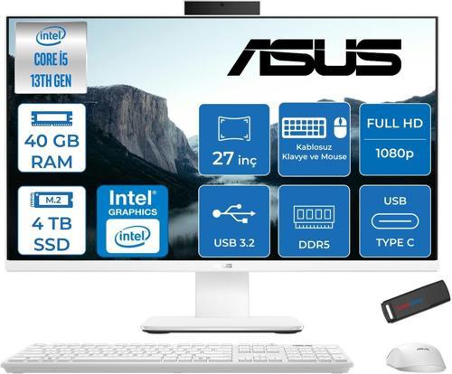 V470VAK Intel Core İ5-13420H 40GB Ddr5 4tb SSD 27'' Fhd 100Hz 300NITS Freedos  Beyaz Allınone Bilgisayar ABI58512W0DF20+ZETTAUSBBELLEK