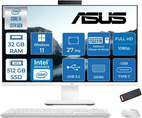 V470VAK Intel Core İ5-13420H 32GB Ddr5 512GB SSD 27'' Fhd 100Hz 300NITS Windows 11 Pro Beyaz Allınone Bilgisayar ABI58512W0DP12+ZETTAUSBBELLEK
