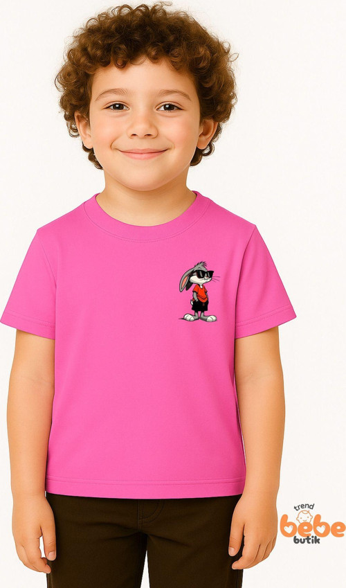 Erkek Çocuk Baskılı Yazlık Tişört – Bunny Karakterli Pamuklu Kısa Kollu T-Shirt 3-14 Yaş
