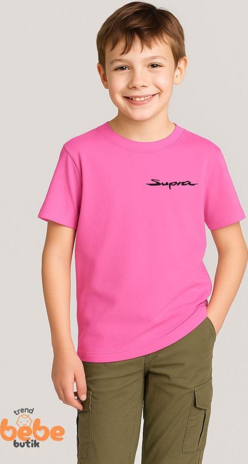Supra Araba Baskılı Erkek Çocuk Tişört – Yazlık %100 Pamuk Kısa Kollu Spor T-Shirt 3-14 Yaş