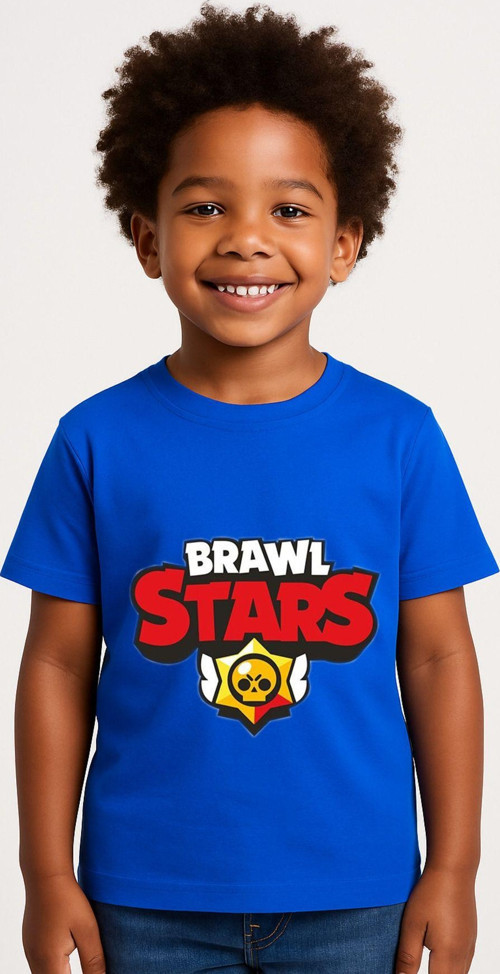 Brawl Stars Erkek Çocuk Tişörtü Renkli Kısa Kollu Pamuklu Yazlık Oyuncu Temalı Tasarım Basic T-Shirt