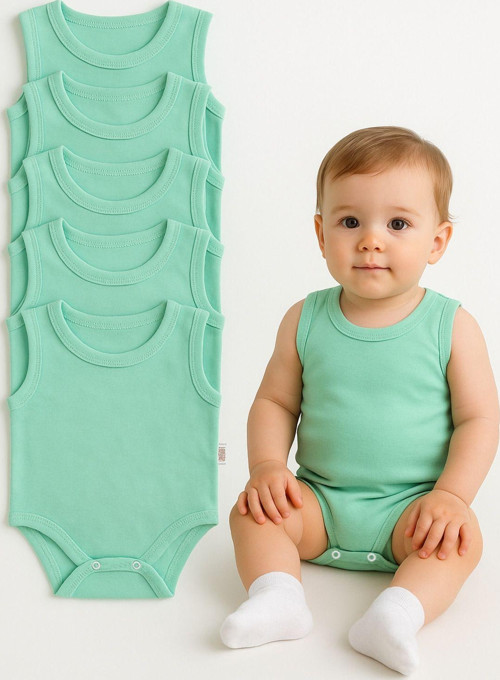5’Li Yazlık Bebek Zıbın Seti Askılı Çıtçıtlı Body Nefes Alabilir %100 Pamuklu Kumaş Tulum Body