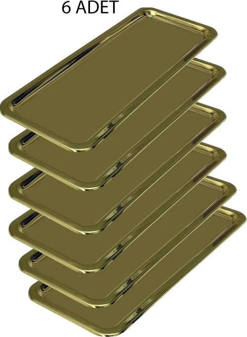 Paslanmaz Çelik Gold Renk Baton 6 Lı Sunum Tepsisi Lüx Sunum