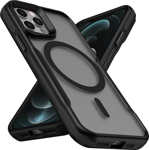 Apple iPhone 12 Pro Max Kılıf Magsafeli Airbag Şeritli Renkli Kenar Lamer Kapak 