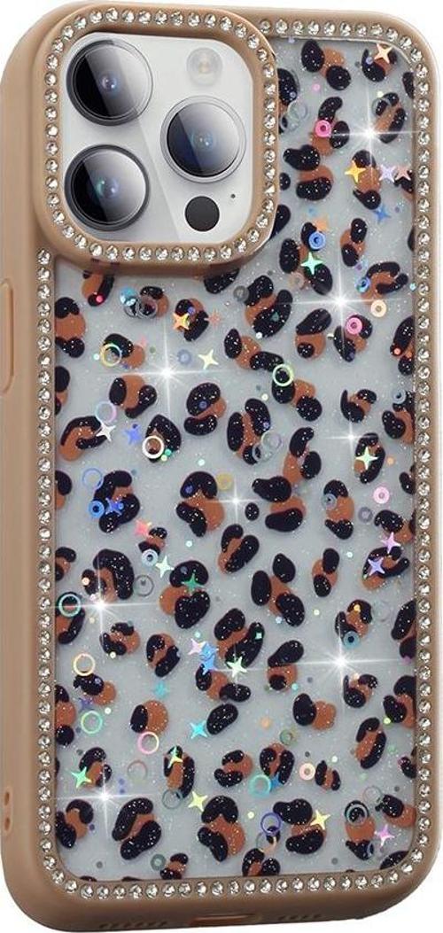 Apple iPhone 14 Pro uyumlu Kılıf Simli ve Taşlı Dizayn Azra Kapak 