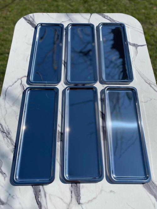 Lüx 6 Lı Gümüş Paslanmaz Çelik Renk Baton Çay,Kahve Dekoratif Sunum, Servis Tepsisi