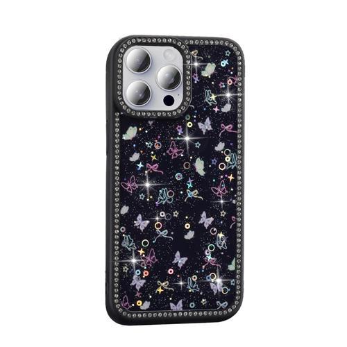 Apple iPhone 15 Pro Max uyumlu Kılıf Simli ve Taşlı Dizayn Azra Kapak 