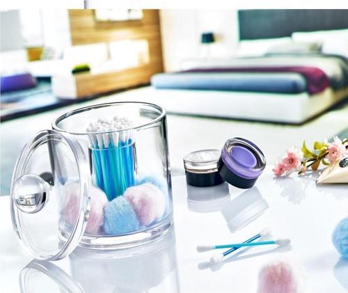 Şeffaf Yuvarlak Pamukluk Ve Kulak Çubuğu Kutusu