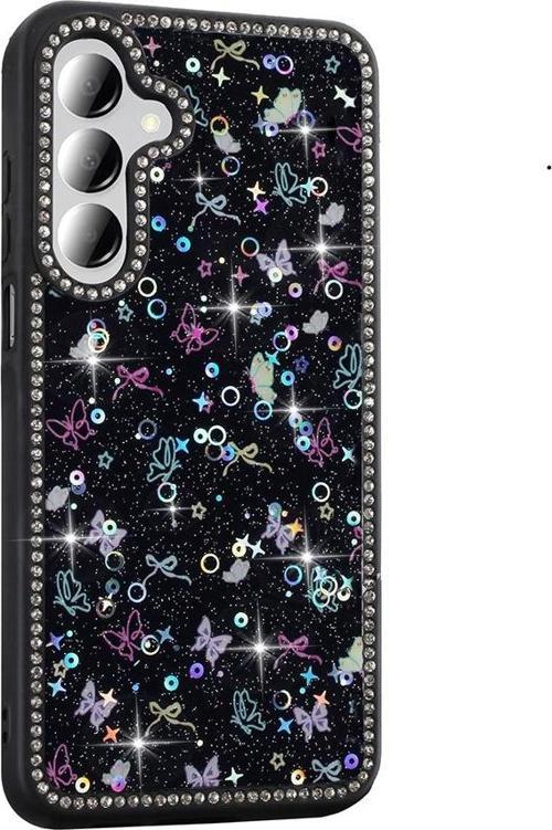 Samsung Galaxy A16 uyumlu Kılıf Simli ve Taşlı Dizayn Azra Kapak 