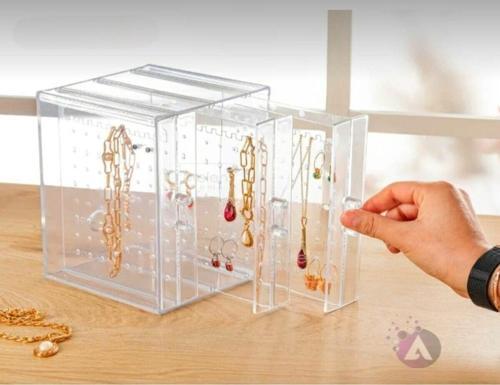 Akrilik Çekmeceli Takı Düzenleyici Stand - Kolye Küpe Bileklik Organizeri Ak - 731