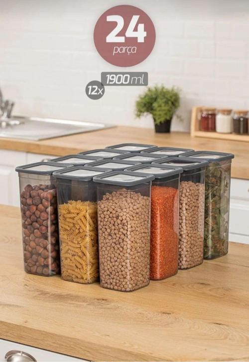Bakliyat-Erzak 1900 Ml Saklama Kabı 12 Adet