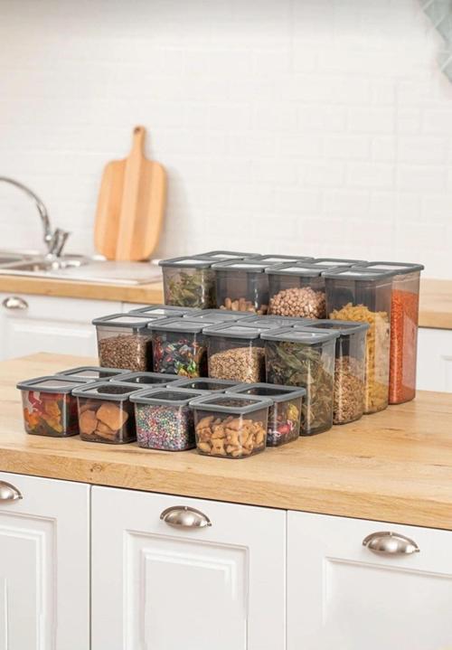 Bakliyat-Erzak Saklama Kabı Seti ( 8X 1900Ml, 8X 1300Ml, 8X 650Ml ) 24'Lü