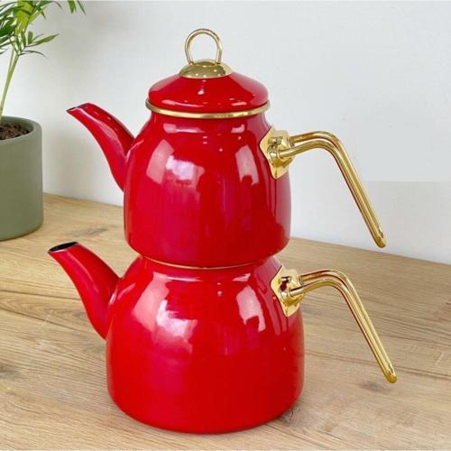 Ahir Ticaret Emaye Golden Çaydanlık Takımı Büyük