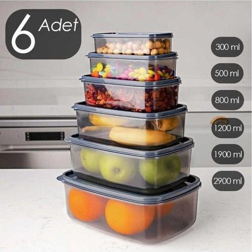 Bee Home Şeffaf 6 Lı Saklama Kabı