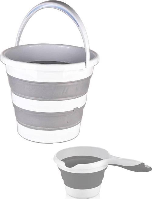 Gri Katlanabilir Kova Ve Gri Katlanabilir Maşrapa