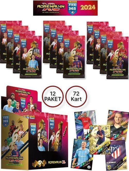 Panini Adrenalyn Fifa 365 - 2024 Official Trading Card Futbolcu Kartları Etiketi ( 12 PAKET )