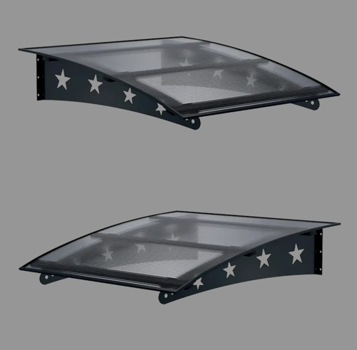 Metal Taşıyıcılı Kapı Üstü Pratik Sundurma Yıldız Modeli Antrasit - Siyah Levha 120 x 100 cm